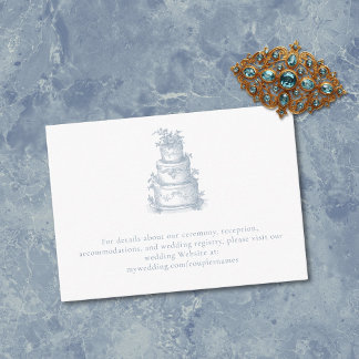 Elegant Dusty Blue Toile French Manor Wedding Enclosure Card