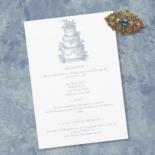 Elegant Dusty Blue Toile French Manor Wedding Enclosure Card