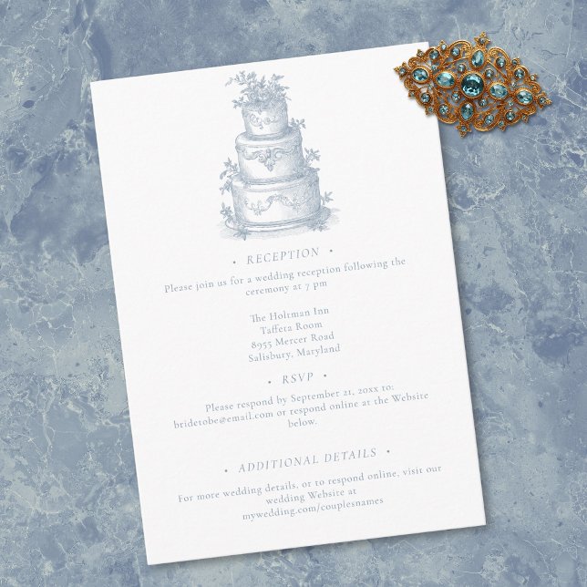 Elegant Dusty Blue Toile French Manor Wedding Enclosure Card (Elegant Dusty Blue Toile French Manor Wedding Enclosure Card)