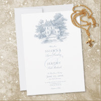 Elegant Dusty Blue Toile French Manor Wedding