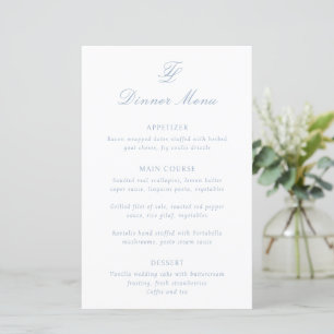 Elegant Dusty Blue Traditional Wedding Menu