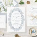 Elegant Dusty Blue Vintage Floral Wreath Wedding Invitation<br><div class="desc">Elegant Dusty Blue Vintage Floral Wreath Wedding. Traditional Wedding Invitation Wording Template. Modern Calligraphy Script Invitation</div>