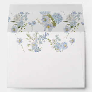 Elegant Dusty Blue Watercolor Floral Bridal Shower Envelope