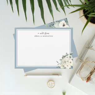 Elegant Dusty Blue Watercolor Floral Card