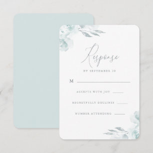 Elegant Dusty Blue Watercolor Floral Wedding Rsvp Card
