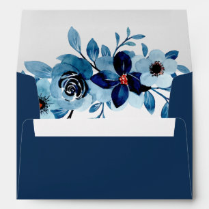 elegant dusty Blue watercolor flower bouquet Envelope
