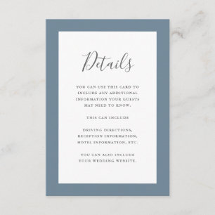 Elegant Dusty Blue Wedding Details Enclosure Card