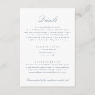 Elegant Dusty Blue Wedding Details Hotel QR code Enclosure Card