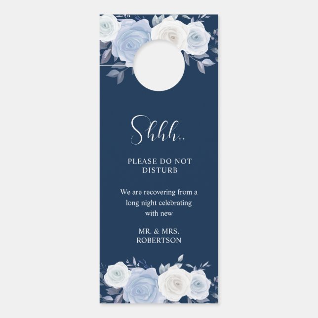  Elegant Dusty Blue Wedding do not disturb  Door Hanger (Front)