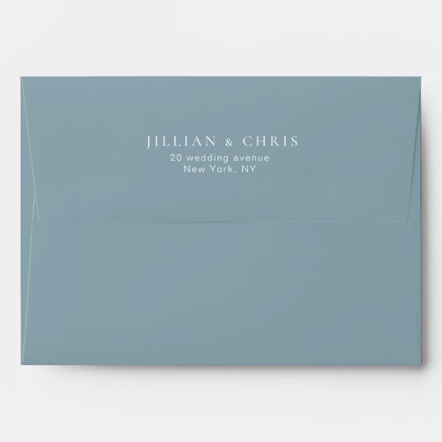 elegant dusty blue wedding envelope (Back (Top Flap))