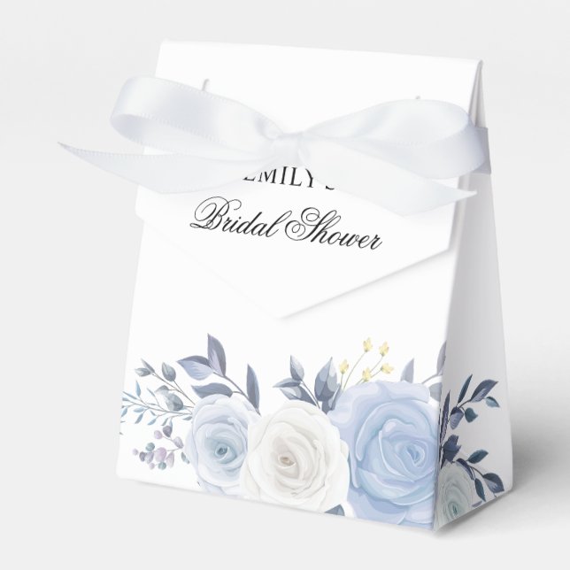 Elegant Dusty Blue wedding Favour Box (Front Side)