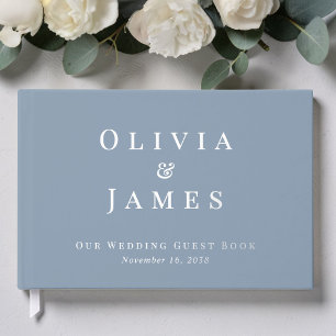 Elegant Dusty Blue Wedding Guest Book