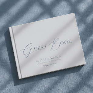 Elegant Dusty Blue Wedding Guest Book 