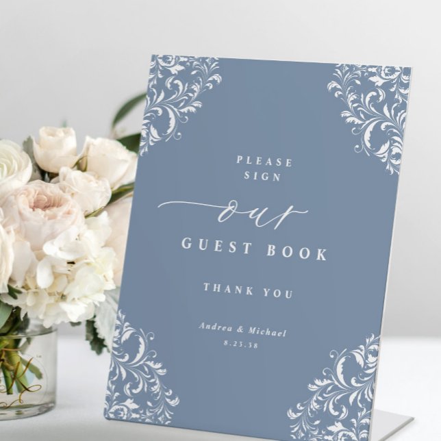 Elegant Dusty Blue Wedding Guest Book Sign (Creator Uploaded)