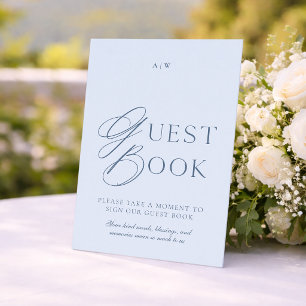Elegant Dusty Blue Wedding Guest Book Sign Invitation
