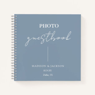 Elegant Dusty Blue Wedding Guestbook Notebook