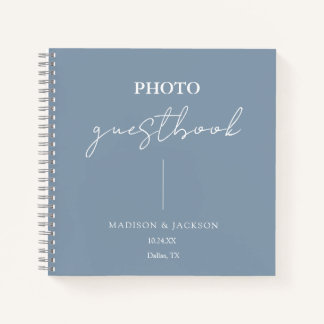 Elegant Dusty Blue Wedding Guestbook Notebook