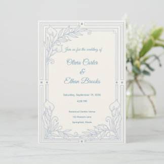Elegant Dusty Blue Wedding Invitation