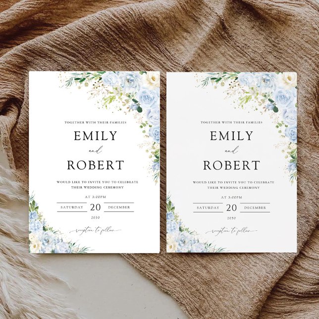 Elegant Dusty Blue Wedding Invitation (Creator Uploaded)