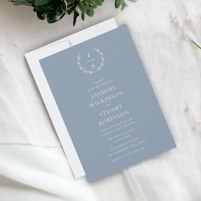 Elegant Dusty Blue Wedding Invitation (Creator Uploaded)