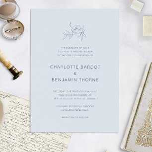 Elegant Dusty Blue Wedding Invitation