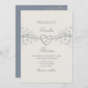 Elegant Dusty Blue Wedding Invitation