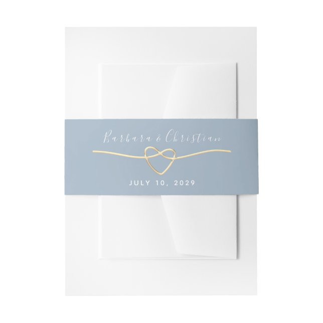 Elegant Dusty Blue Wedding Invitation Belly Band (Front Example)