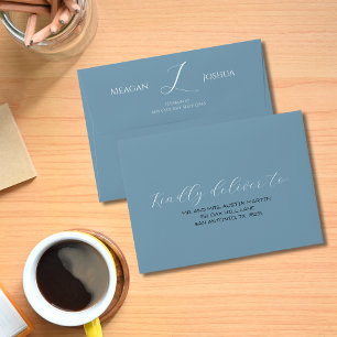 Elegant Dusty Blue Wedding Invitation Envelope