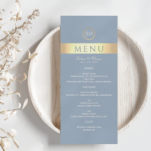 Elegant Dusty Blue Wedding Menu