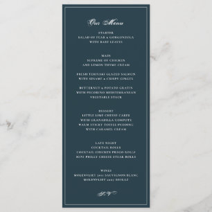 Elegant Dusty Blue Wedding Menu