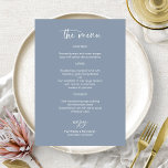 Elegant Dusty Blue Wedding Menu Cards<br><div class="desc">A stylish calligraphy wedding menu card for the plate. Easy to personalise with your details. CUSTOMIZATION: If you need design customisation,  please contact me through chat; if you need information about your order,  shipping options,  etc.,  please contact Zazzle support directly.</div>