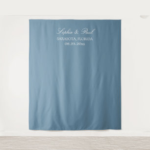Elegant Dusty Blue Wedding Photo Booth Backdrop Tapestry
