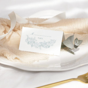 Elegant Dusty Blue Wedding Place Card