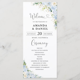 Elegant Dusty Blue Wedding Program Programme