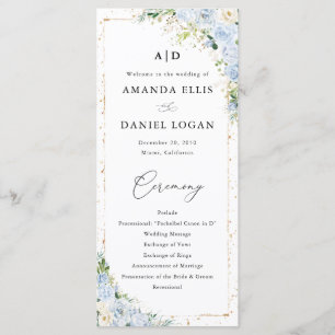 Elegant Dusty Blue Wedding Program Programme