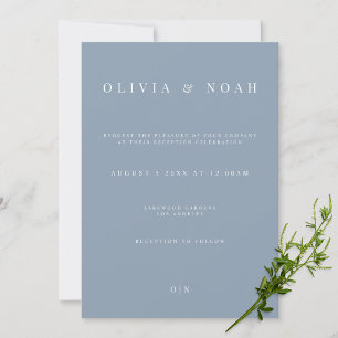 Elegant Dusty Blue Wedding Reception Invitation