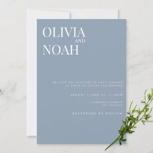 Elegant Dusty Blue Wedding Reception Invitation