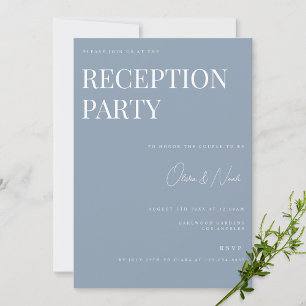 Elegant Dusty Blue Wedding Reception Invitation