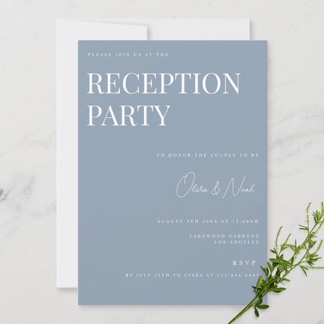 Elegant Dusty Blue Wedding Reception Invitation (Creator Uploaded)
