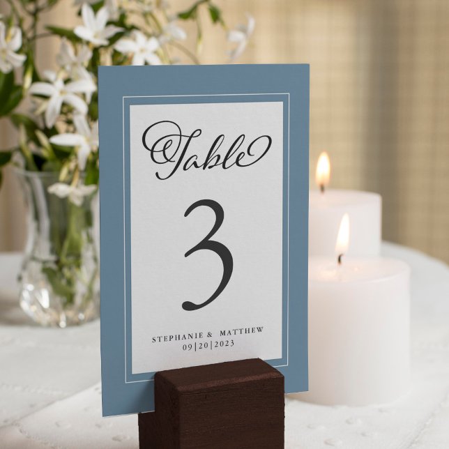 Elegant  Dusty Blue Wedding Reception Table Number (Creator Uploaded)