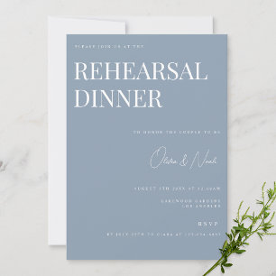 Elegant Dusty Blue Wedding Rehearsal Dinner Card