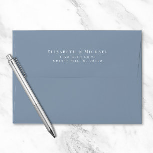 Elegant Dusty Blue Wedding Return Address Envelope