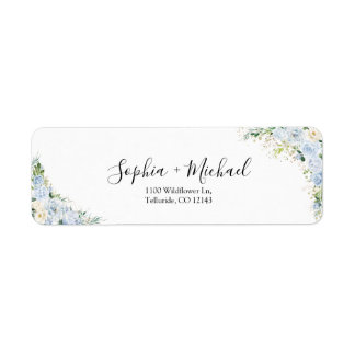 Elegant Dusty Blue Wedding Return Address Label