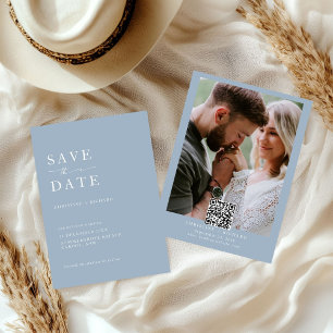 Elegant Dusty Blue Wedding Save the Date 
