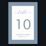 Elegant Dusty Blue Wedding Table Number<br><div class="desc">Elegant dusty blue wedding table numbers. Easily personalise online. Matching items available to complement this modern wedding table number card.</div>