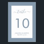 Elegant Dusty Blue Wedding Table Number<br><div class="desc">Elegant dusty blue wedding table numbers. Easily personalise online. Matching items available to complement this modern wedding table number card.</div>
