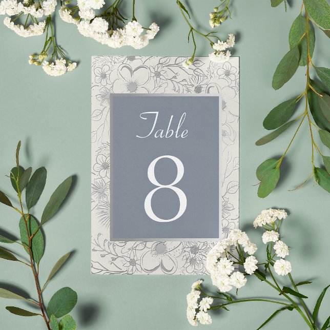 Elegant Dusty Blue Wedding Table Number (Creator Uploaded)