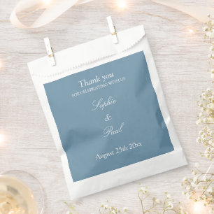 Elegant Dusty Blue Wedding Thank You Favour Bags