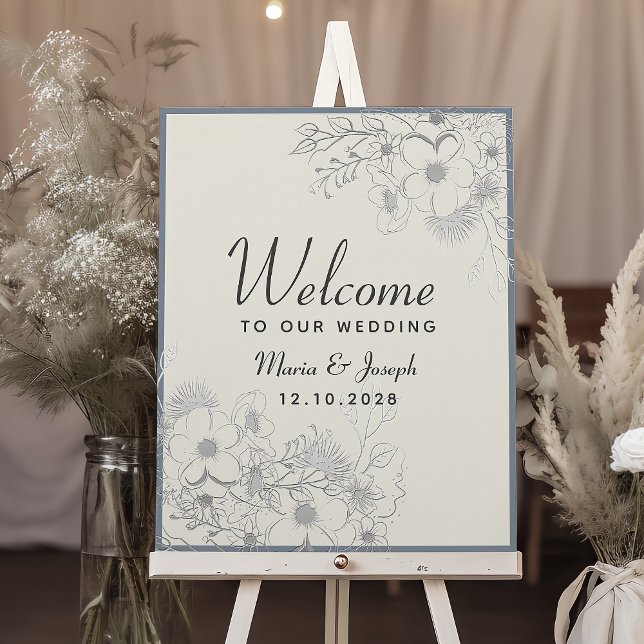 Elegant Dusty Blue Wedding Welcome Sign (Creator Uploaded)