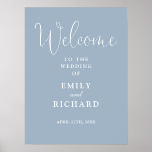 Elegant Dusty Blue Wedding Welcome Sign